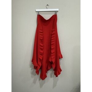 Vintage N. Peal Cashmere Triangle Ruffle Shawl Ribbed Red Scotland